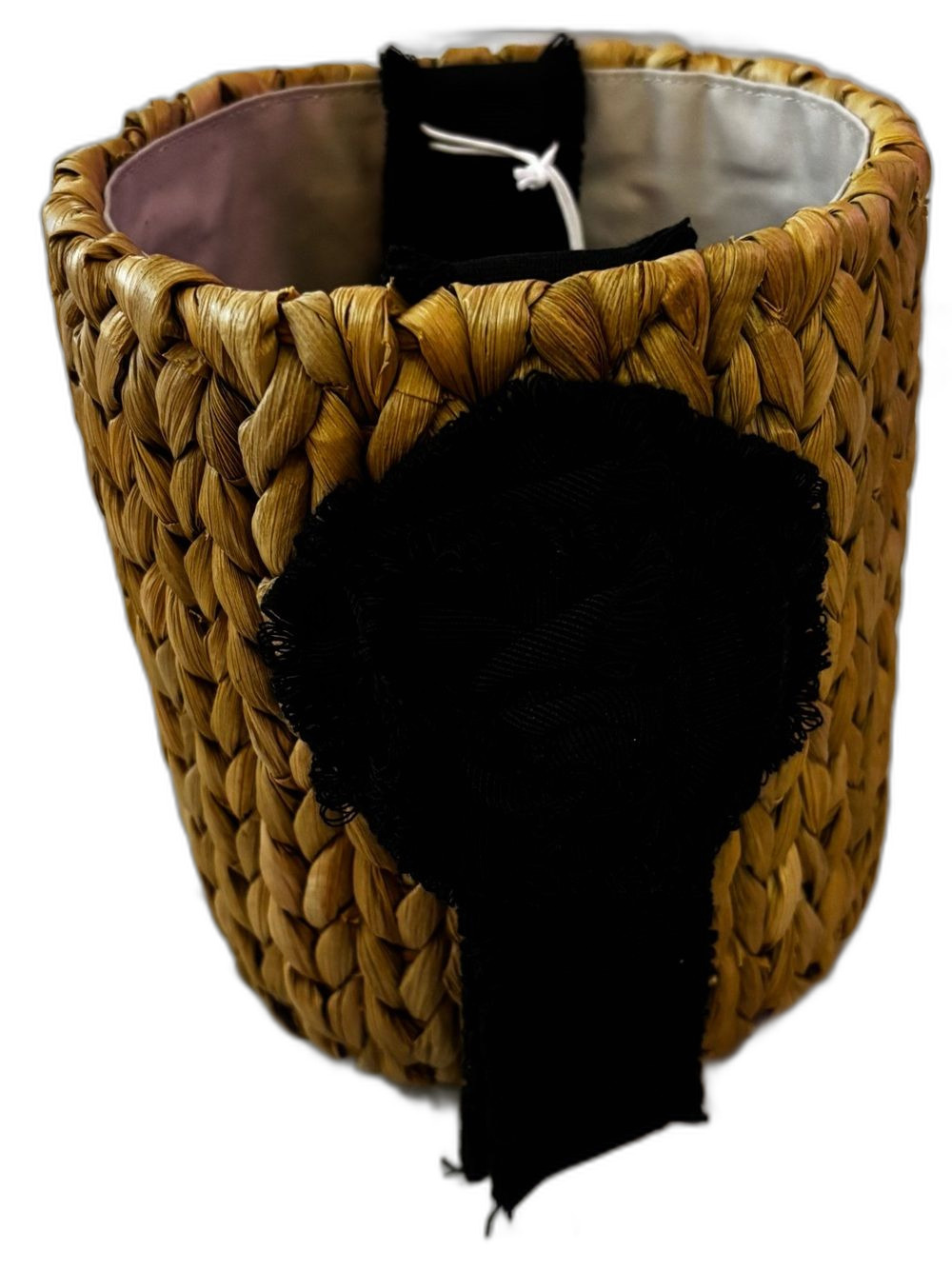 Pamela Munson Petite Isla Bahia Basket Fleur Bag NWT Black Floral Straw Bucket